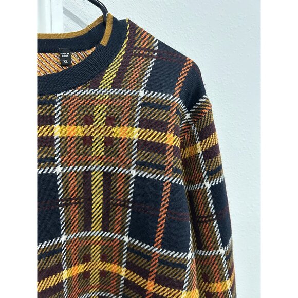 Murano Mens Plaid Sweater Multicolor Crew Neck Sz XL - Picture 4 of 9